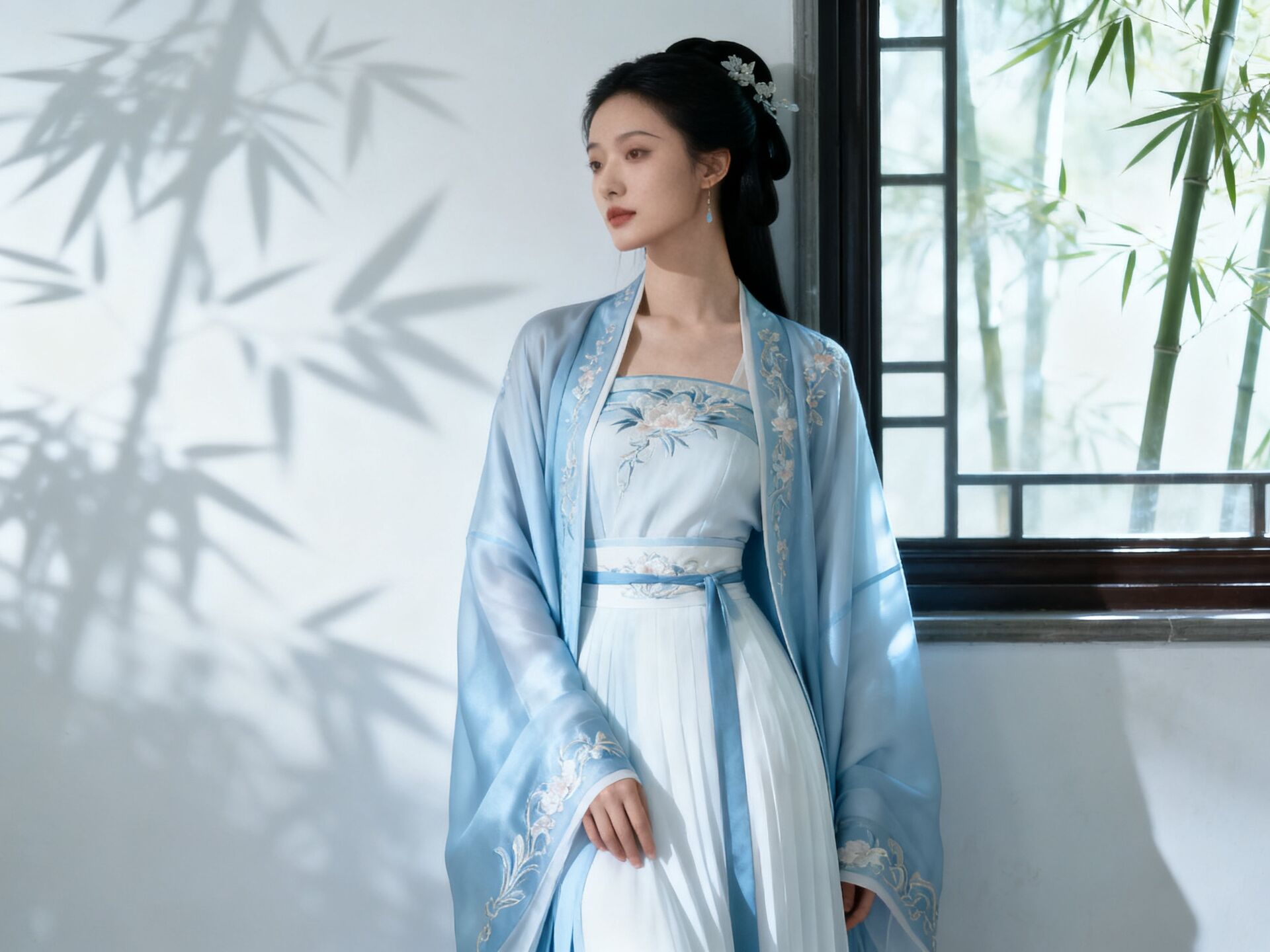 Song style Hanfu in pastel blue